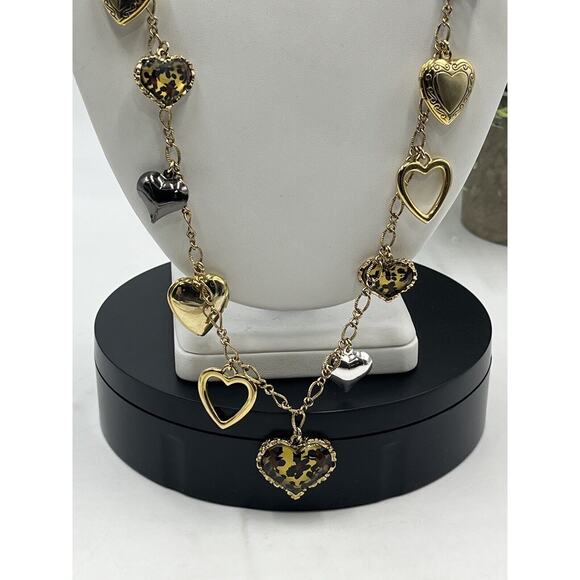 Betsey Johnson Gold & Silver Tone Multi Heart Necklace with 3 Lockets - Picture 14 of 14